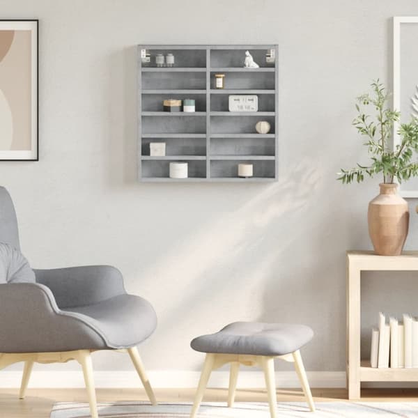 vitrineskab 60x8,5x58 cm konstrueret træ betongrå