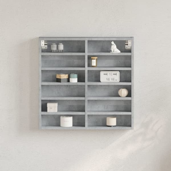 vitrineskab 60x8,5x58 cm konstrueret træ betongrå