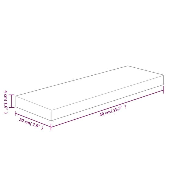 hyldeplade 40x20x4 cm ubehandlet massivt egetræ