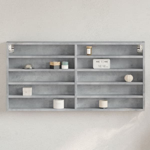 vitrineskab 100x8,5x50 cm konstrueret træ betongrå