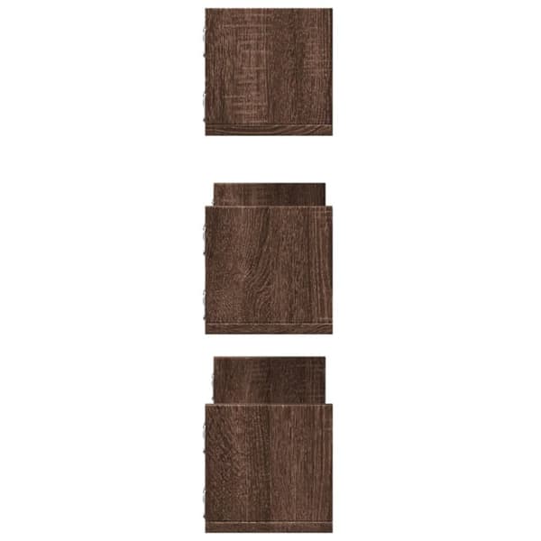 væghylder 3 stk. 58x18x18 cm konstrueret træ brun egetræsfarve