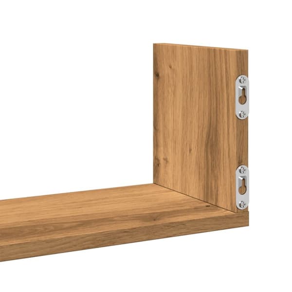 Vägghyllor 3 st ek 58x18x18 cm konstruerat trä