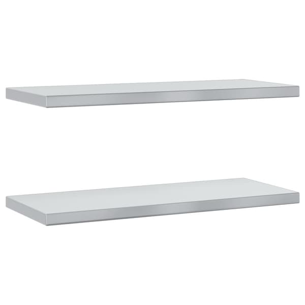 Seinähyllyt 2 kpl 75x30x3 cm hopea ruostumaton teräs