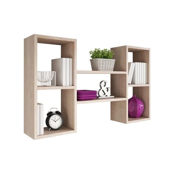 Vägghylla / Asymmetrisk hylla - CASSI - 102 cm - sonoma ek - 5 fack - modern stil