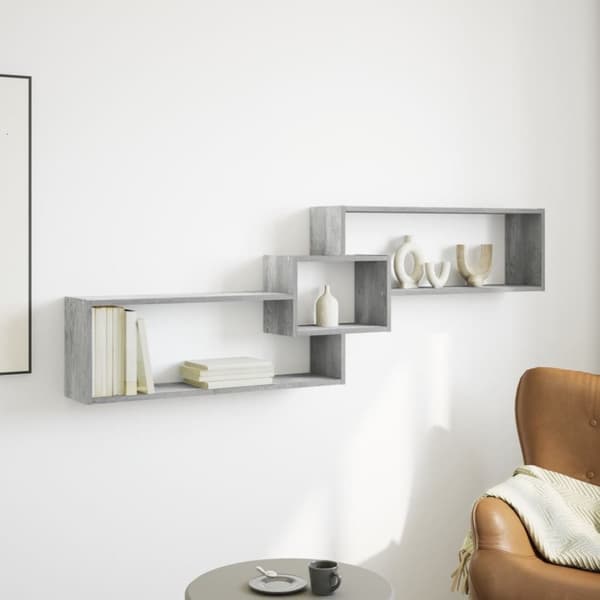 vidaXL Veggskap 158x18x53 cm betonggrå konstruert tre
