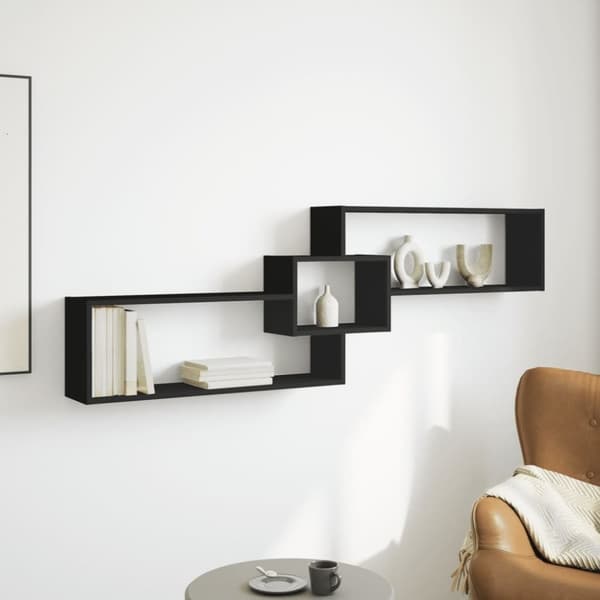 vidaXL Veggskap 158x18x53 cm svart konstruert tre