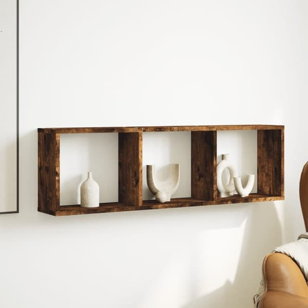 vidaXL Veggskap 100x16x30 cm røkt eik konstruert tre