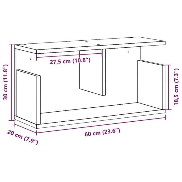 vidaXL Seinäkaappi 60x20x30 cm harmaa Sonoma tekninen puu