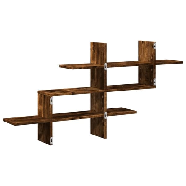 vidaXL Vegghylle røkt eik 124,5x18x60,5 cm konstruert tre