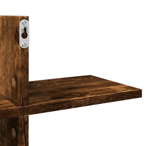 vidaXL Vegghylle røkt eik 124,5x18x60,5 cm konstruert tre
