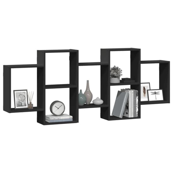 vidaXL Vegghylle svart 159x18x65 cm konstruert tre