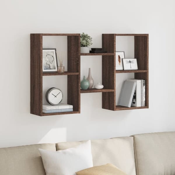 vidaXL væghylde 96x18x60 cm konstrueret træ brun egetræsfarve