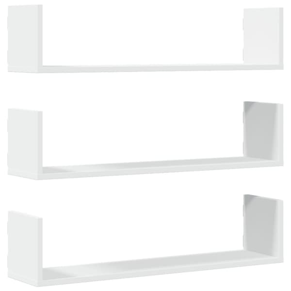 vidaXL Seinähyllyt 3 kpl valkoinen 80x18x18 cm tekninen puu