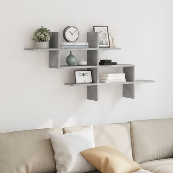 vidaXL væghylde 124,5x18x60,5 cm konstrueret træ betongrå