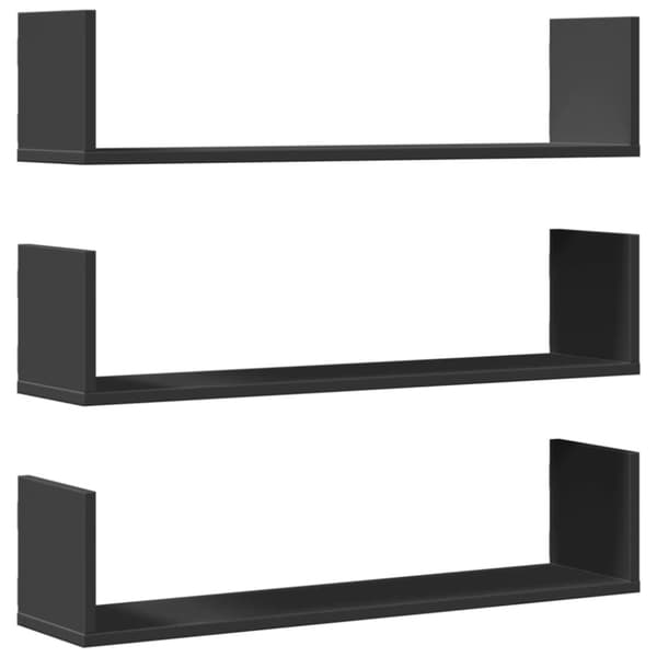 vidaXL Vegghyller 3 stk svart 80x18x18 cm sponplate