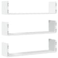 Miniatyrbilde 7 av 11: vidaXL Vegghyller 3 stk hvit 80x18x18 cm konstruert tre