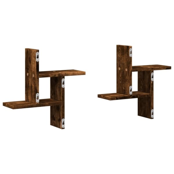 vidaXL Vegghyller 2 stk røkt eik 38x12x38 cm konstruert tre