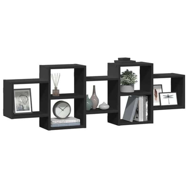 vidaXL Vegghylle svart 129x18x42 cm konstruert tre