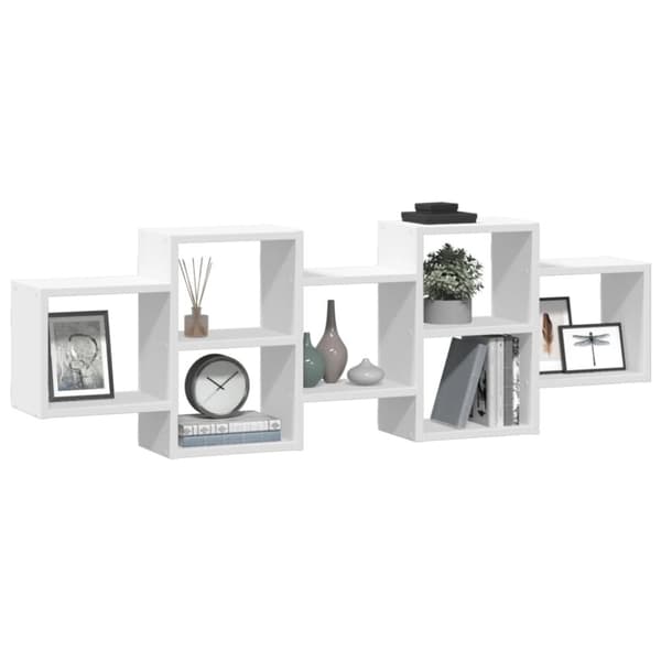vidaXL Vegghylle hvit 129x18x42 cm konstruert tre