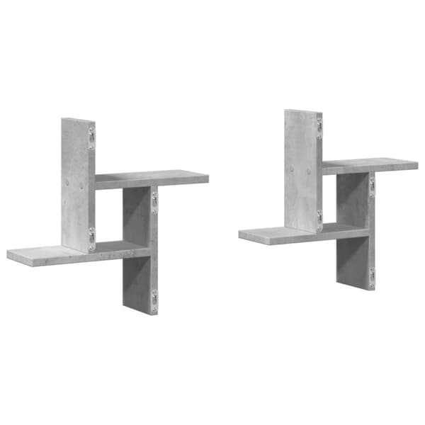vidaXL Vägghyllor 2 st betonggrå 38x12x38 cm konstruerat trä
