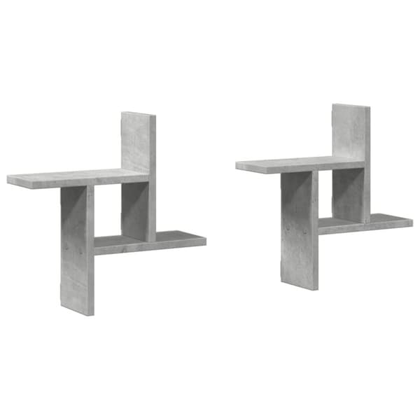 vidaXL væghylder 2 stk. 38x12x38 cm konstrueret træ betongrå