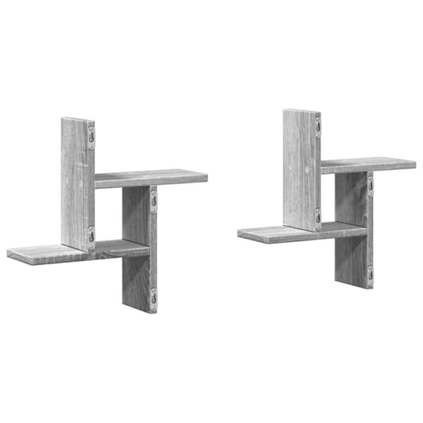 vidaXL Vegghyller 2 stk grå sonoma 38x12x38 cm konstruert tre