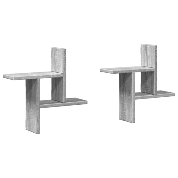 vidaXL Vegghyller 2 stk grå sonoma 38x12x38 cm konstruert tre