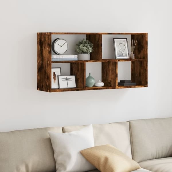 vidaXL Vägghylla rökfärgad ek 100x25x50 cm konstruerat trä