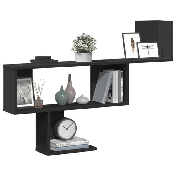 vidaXL Vegghylle svart 100x15x70 cm konstruert tre