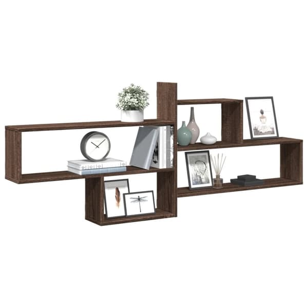 vidaXL Vegghylle brun eik 167,5x18x68 cm konstruert tre