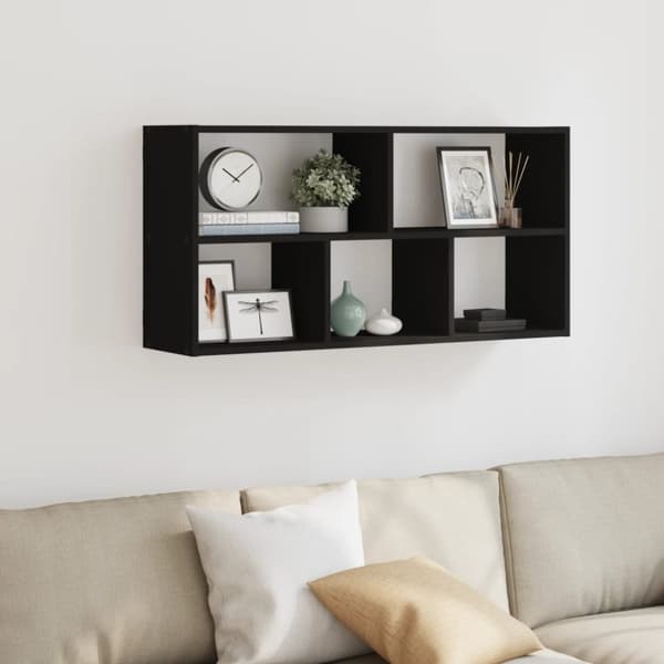 vidaXL Vegghylle svart 100x25x50 cm konstruert tre
