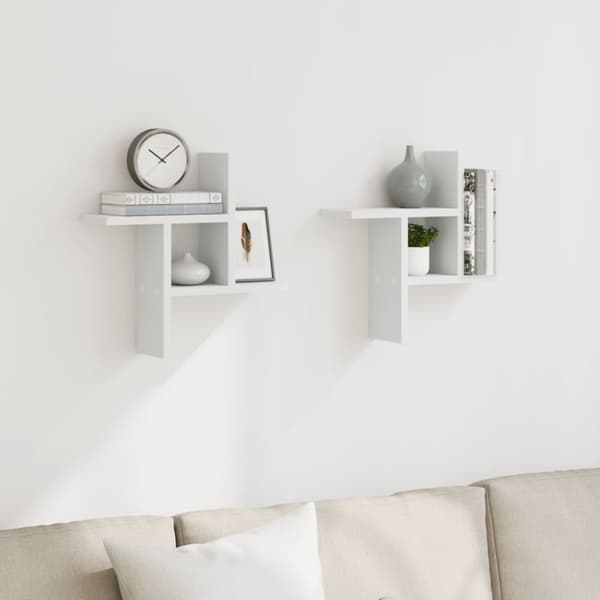 vidaXL Vägghyllor 2 st vit 38x12x38 cm konstruerat trä