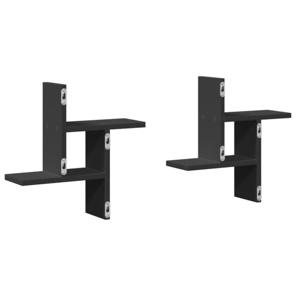 vidaXL væghylder 2 stk. 38x12x38 cm konstrueret træ sort