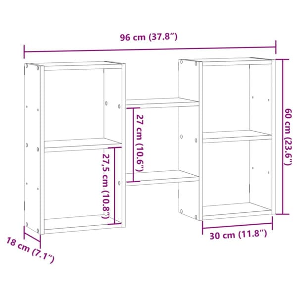 vidaXL Seinähylly musta 96x18x60 cm tekninen puu