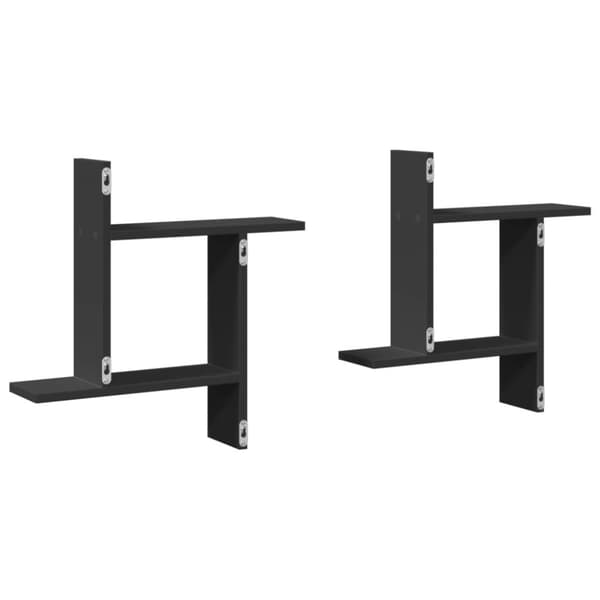 vidaXL væghængte kubehylder 2 stk. 50x12x50 cm konstrueret træ sort