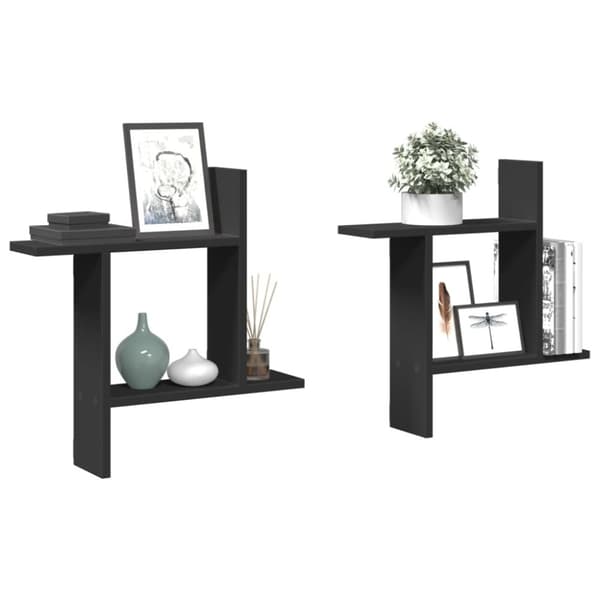 vidaXL væghængte kubehylder 2 stk. 50x12x50 cm konstrueret træ sort