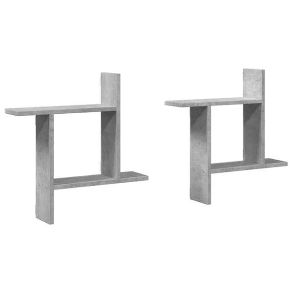 vidaXL væghylder 2 stk. 50x12x50 cm konstrueret træ betongrå