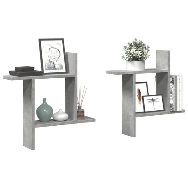 vidaXL væghylder 2 stk. 50x12x50 cm konstrueret træ betongrå