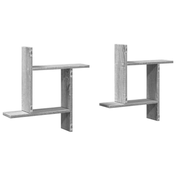 vidaXL væghylder 2 stk. 50x12x50 cm konstrueret træ grå sonoma-eg