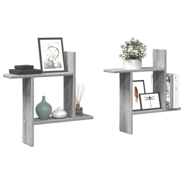 vidaXL væghylder 2 stk. 50x12x50 cm konstrueret træ grå sonoma-eg