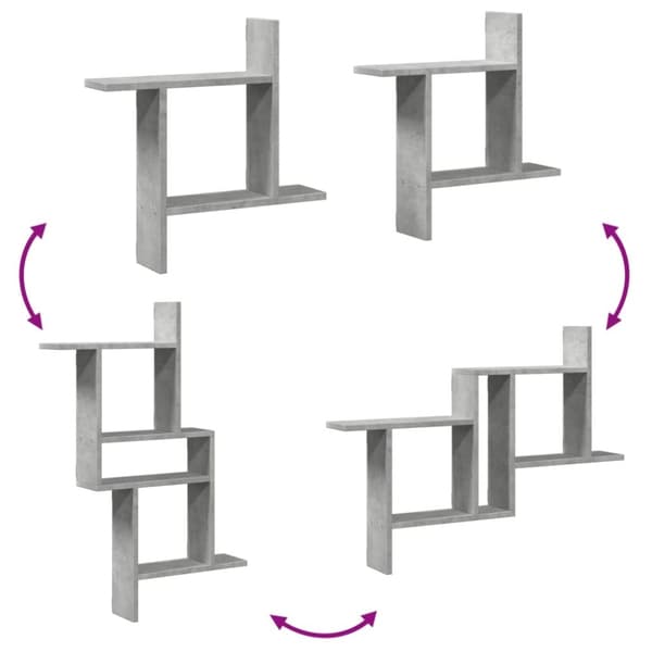 vidaXL Vegghyller 2 stk betonggrå 50x12x50 cm konstruert tre