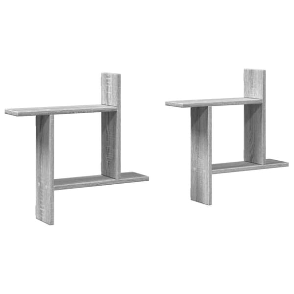 vidaXL Vegghyller 2 stk grå sonoma 50x12x50 cm konstruert tre