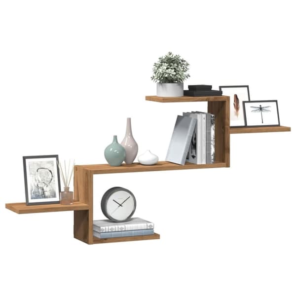 vidaXL Veggmontert hjørnehylle artisan eik 104x15x49 cm konstruert tre