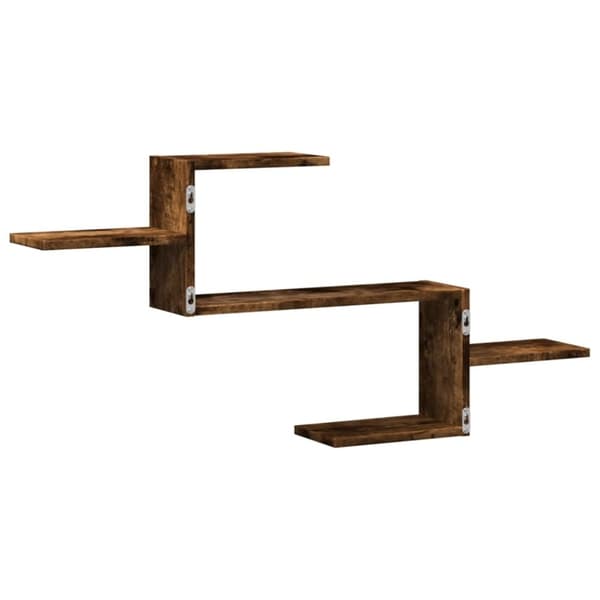 vidaXL Vegghylle røkt eik 104x15x49 cm konstruert tre