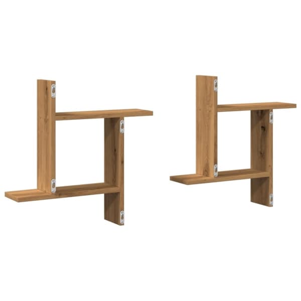 vidaXL Vegghyller 2 stk artisan eik 50x12x50 cm konstruert tre