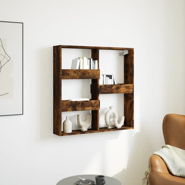 vidaXL Veggskap røkt eik 80x15x80 cm konstruert tre