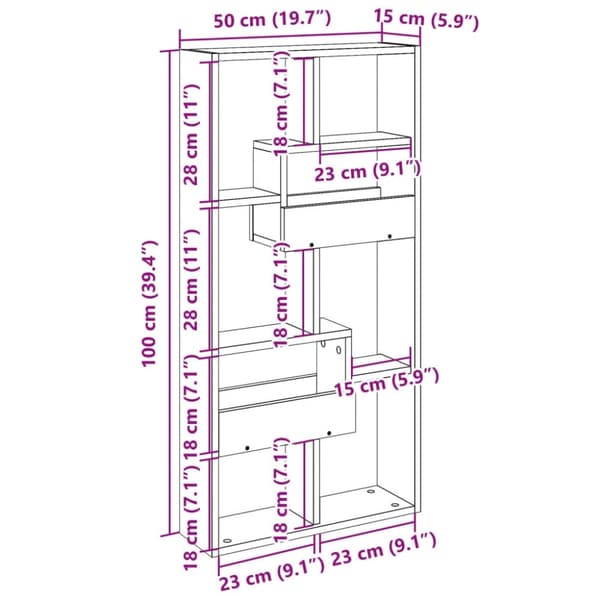 vidaXL Veggskap gammelt tre 50x15x100 cm konstruert tre