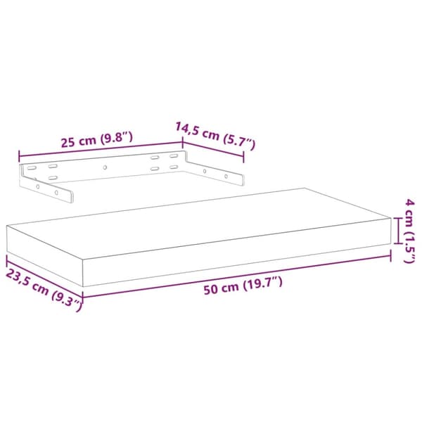 vidaXL Svävande hylla 50x23,5x4 cm konstruerat trä