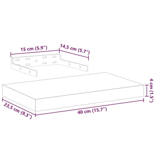 vidaXL Flytende hyller 2 stk 40x23,5x4 cm konstruert tre