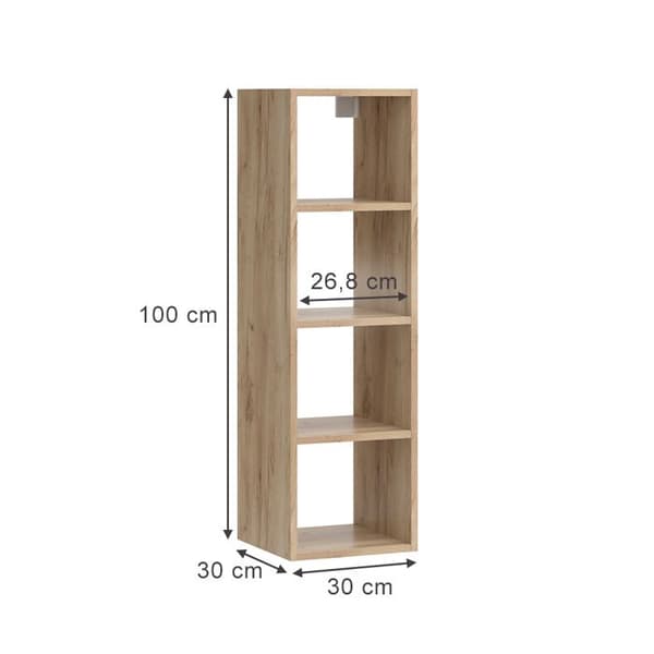 Wido vägghylla, 30 x 100 cm med 4 öppna hyllor, antracit, Vicco